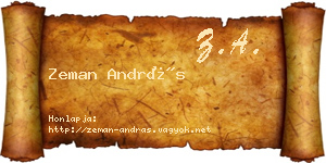 Zeman András névjegykártya